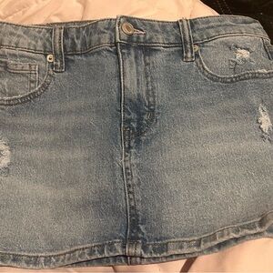 Juicy Couture Light Blue Distressed Mini Skirt With Cursive JC/ Heart Design